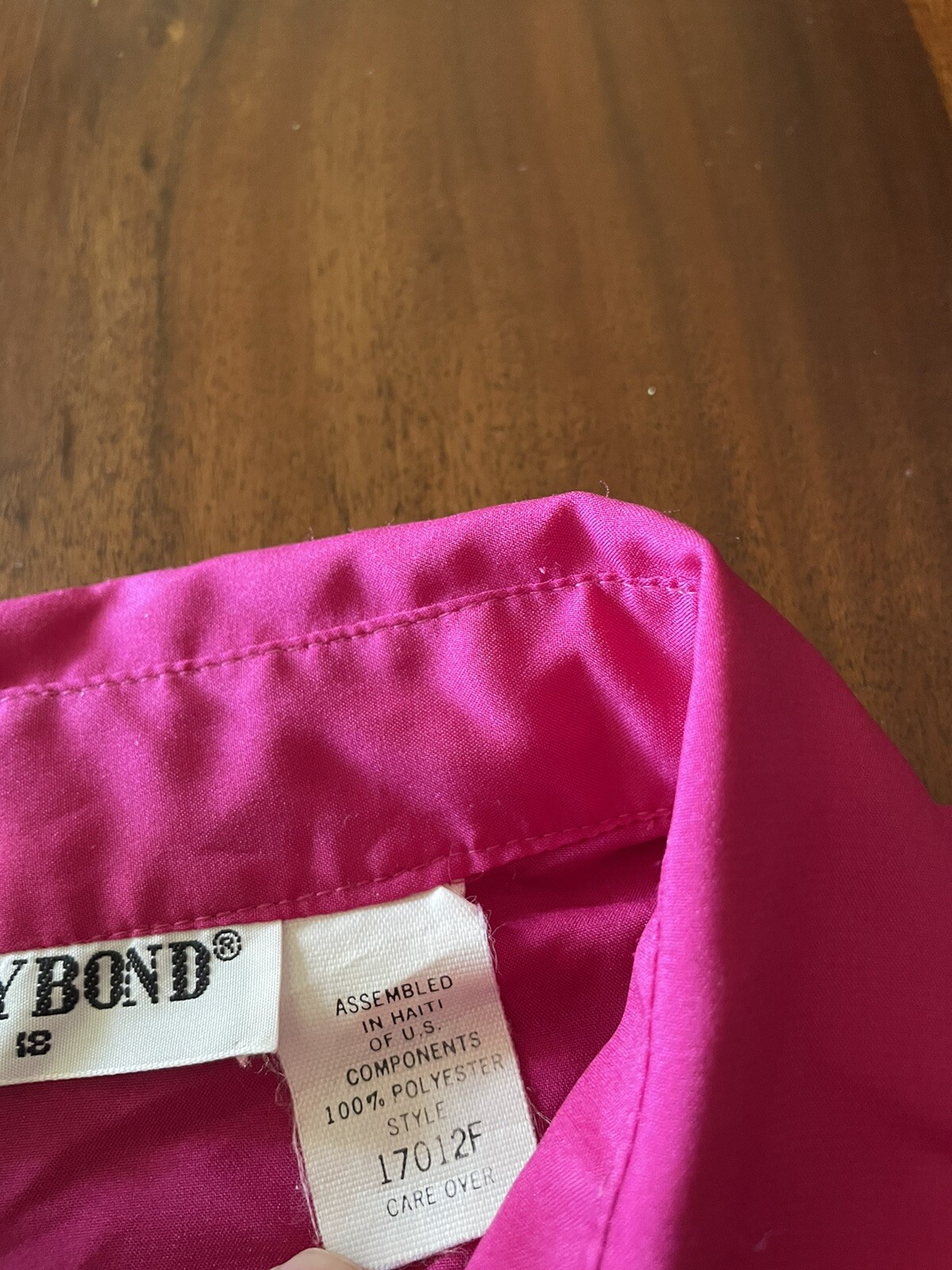 Vintage Judy Bond Button Up Pink Polyester Blouse Size 18