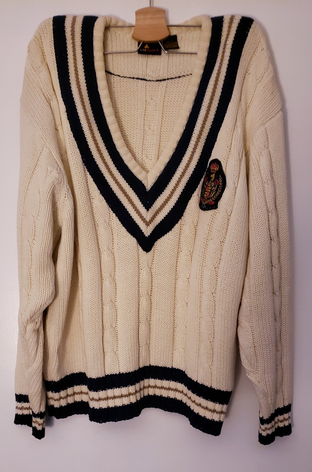 80&rsquo;s/90&rsquo;s Vintage Liz Sport V-Neck Sweatshirt Tennis Varsity Sweater Large