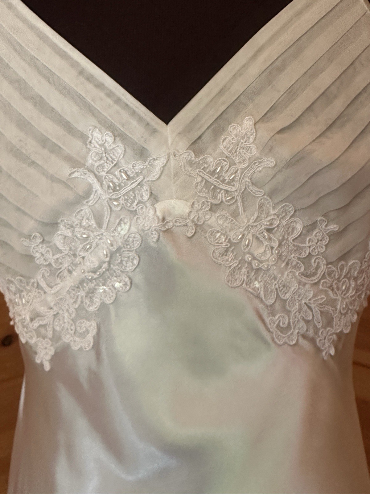 Vtg Parisian Intimates Liquid Satin Bridal Peignoir Robe Nightgown Set White – L