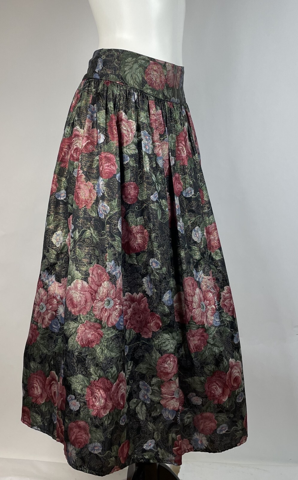 VTG 80s Scott McCLintock long pink and black floral maxi skirt 6