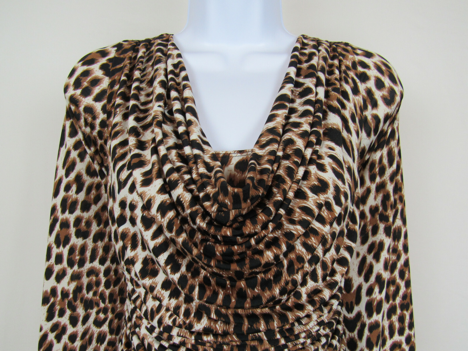 VTG 1980s 90s SHARON MAX LEOPARD PRINT POLY LYCRA STRETCH DRESS DRAPING