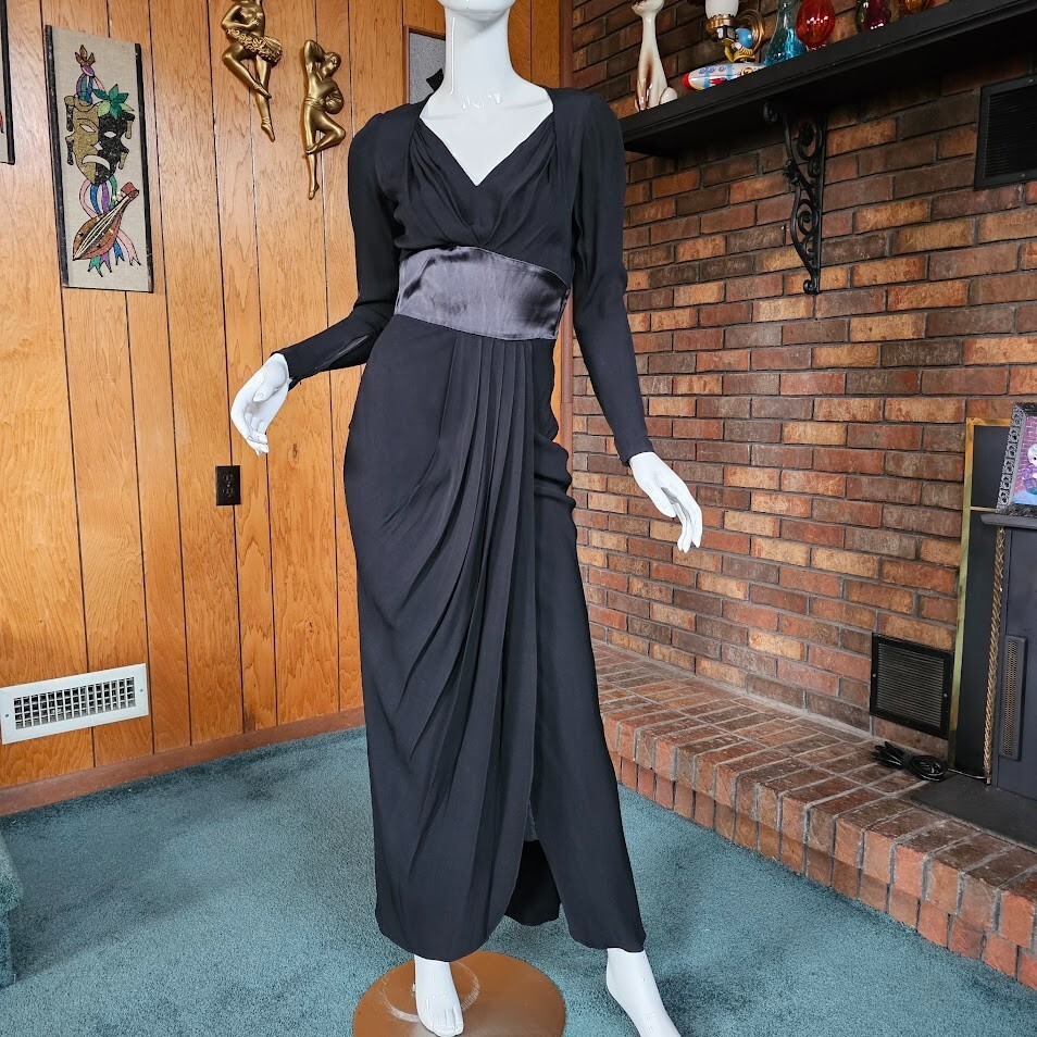 Vtg 40s Bias Cut Old Hollywood Glamour New York Creation Evening Gown Dress S