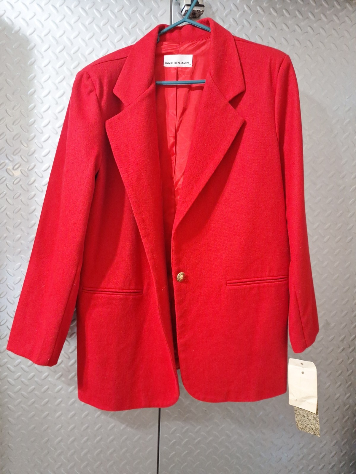 New Vintage David Benjamin Oversized Long Blazer Wool 18 Red Womens 90s Jacket