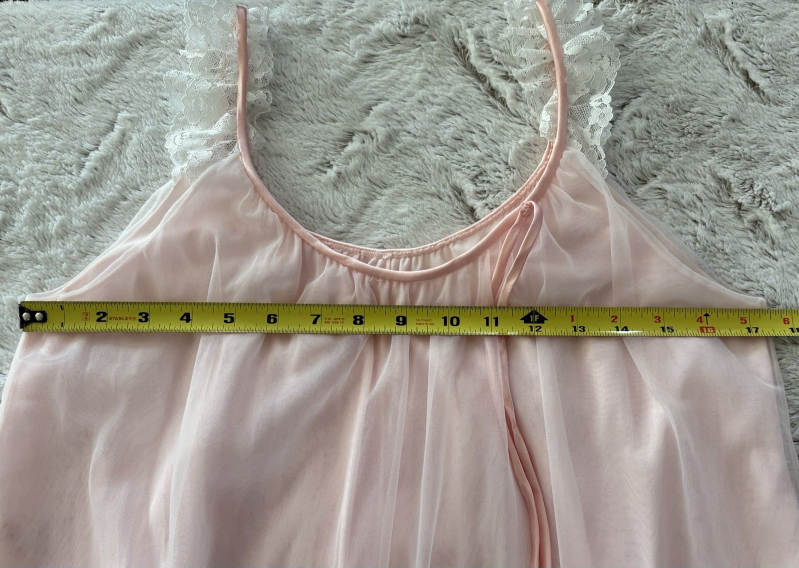 Vintage Intime California Double Layer Lace Accent Nightgown Womens M Pink White