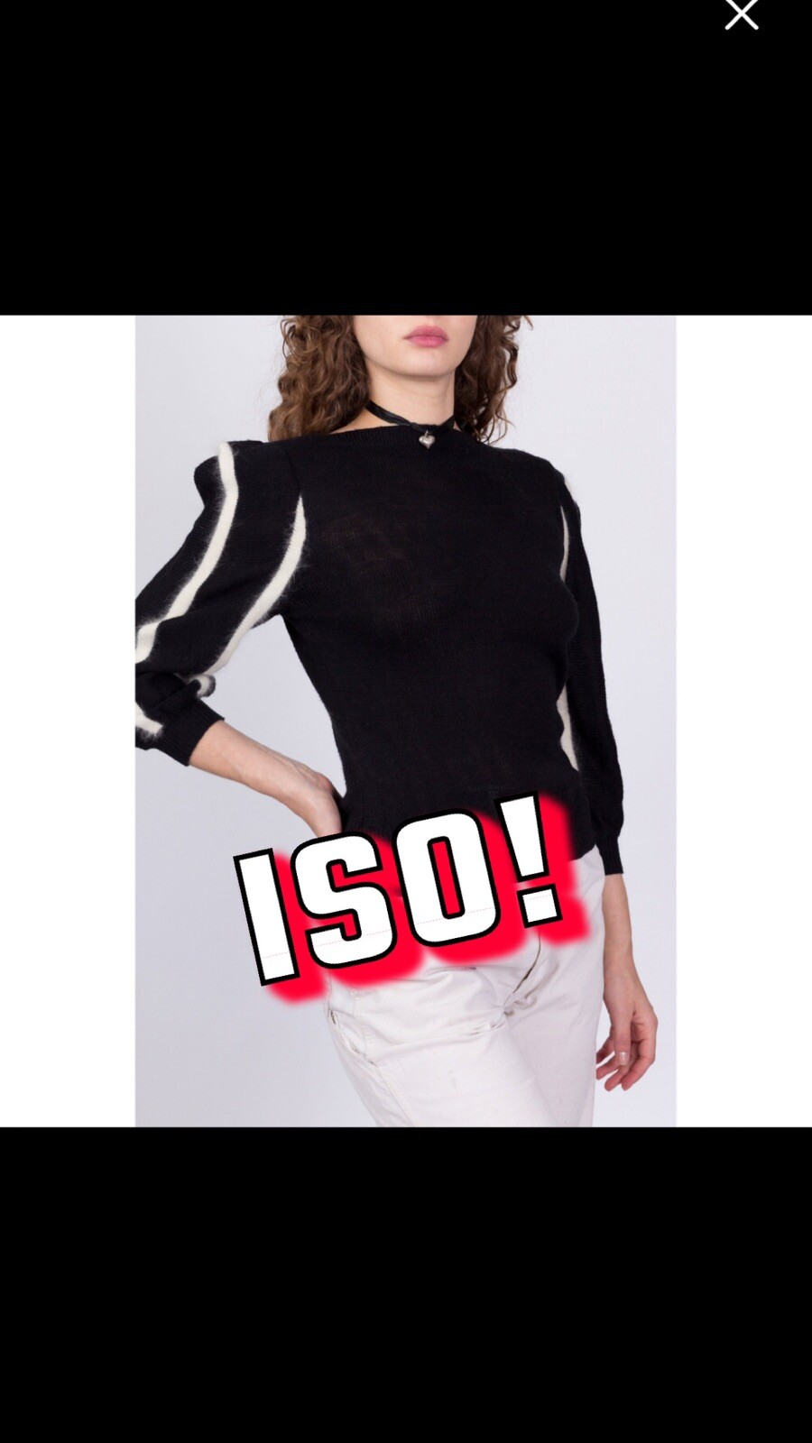 !!DO NOT BUY!! ISO 80s Vintage Reference Point Black And White Angora Sweater