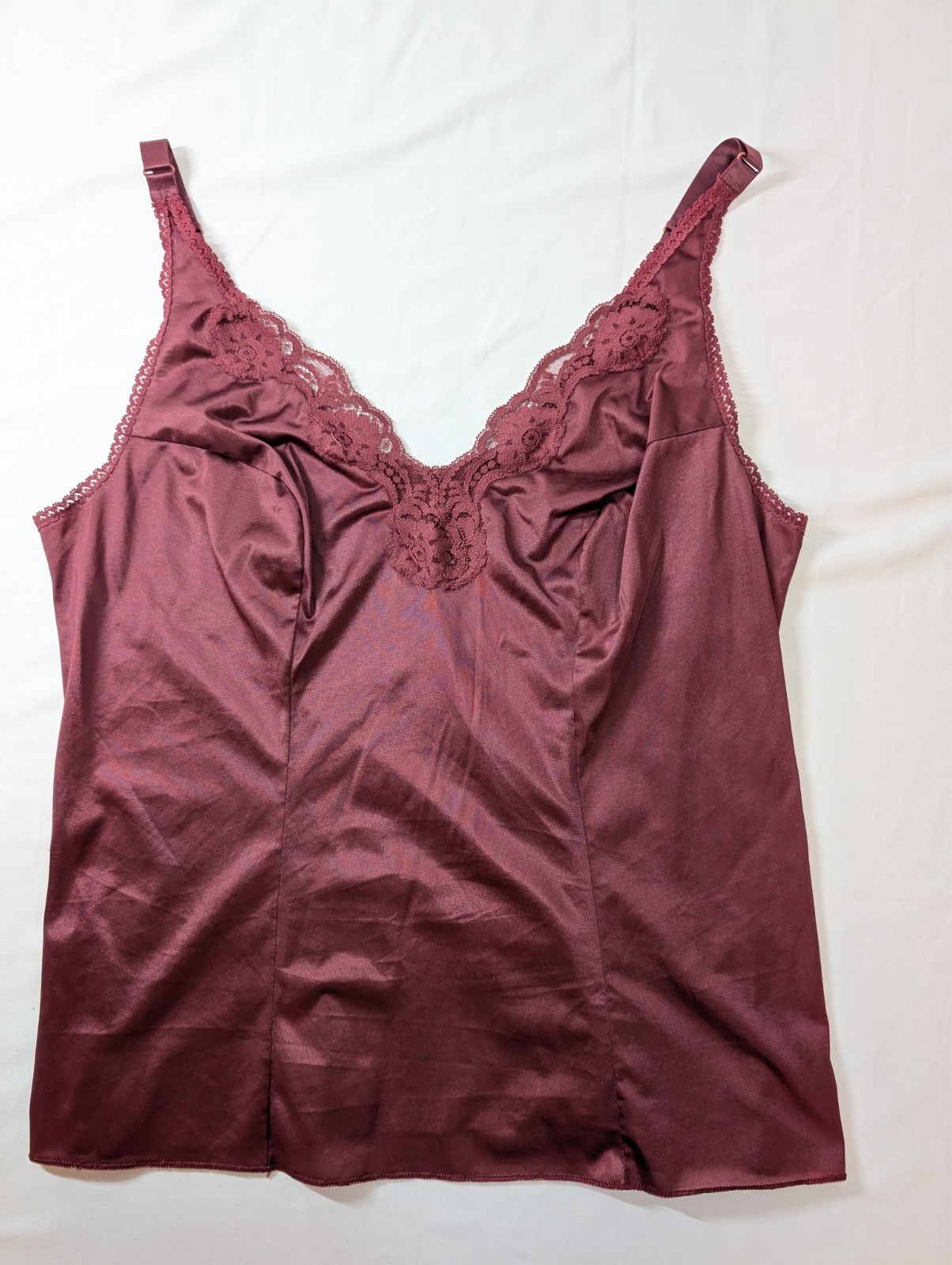Vintage Wine Camisole Cami Top Nylon Lace Vassarette Underneath It All Size 40