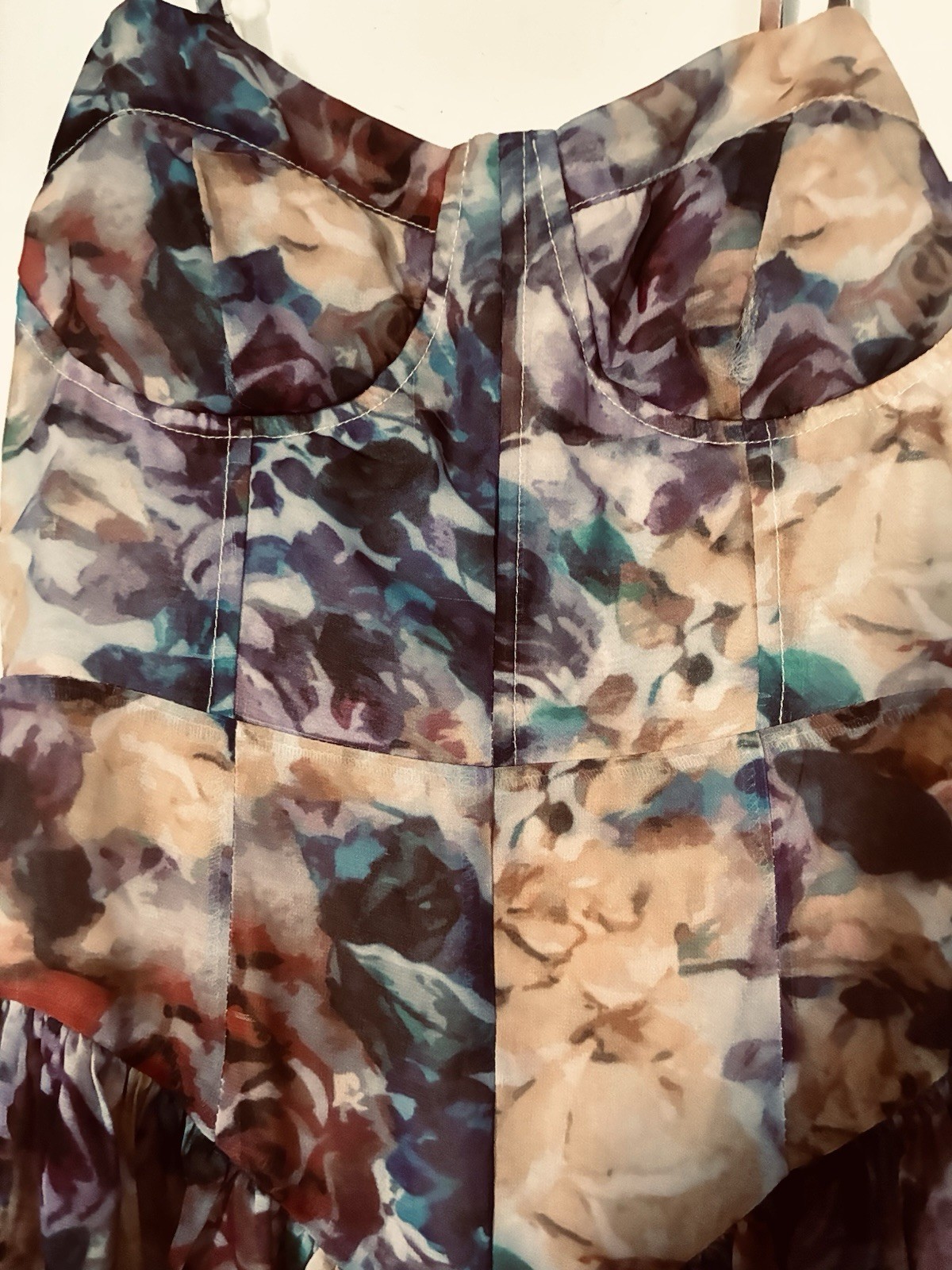 Cider CottageCore Boustier Mini Impressionist Floral Dress Size Small/med
