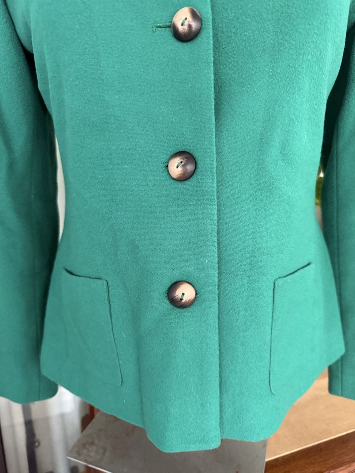 Vintage Harvé Benard Wool Jacket – 12 – Green – Made in Ukraine, Cashmere Blend