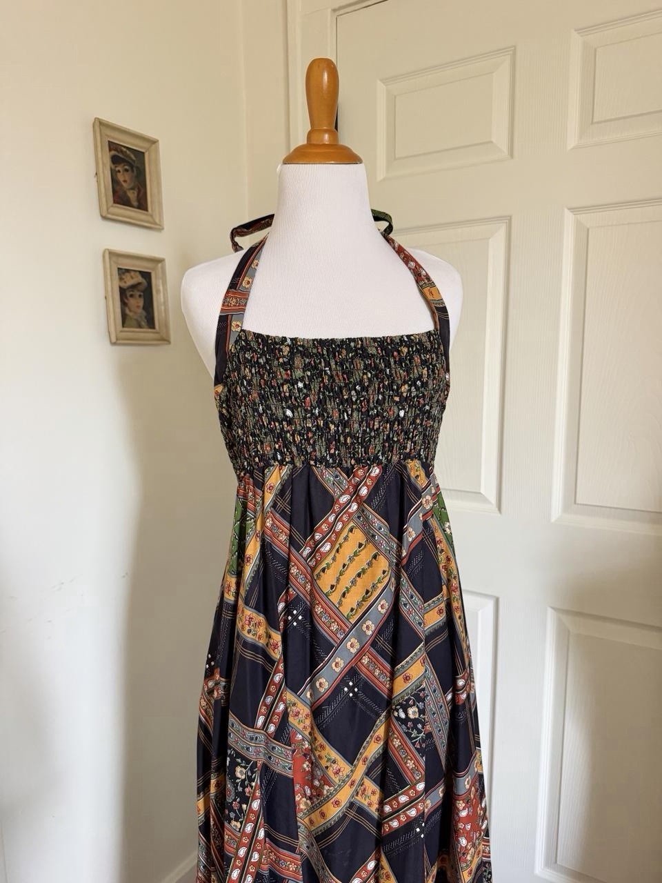 Vintage 1970s Patchwork Cottagecore Holly Hobby Style Prairie Maxi Dress – XS