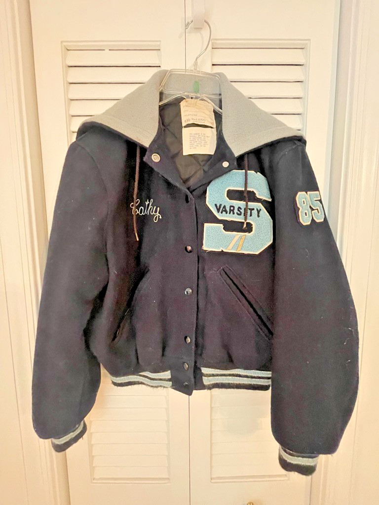 1985 Vintage Dark & Light Blue Wool Varsity Jacket Woman&rsquo;s SMALL