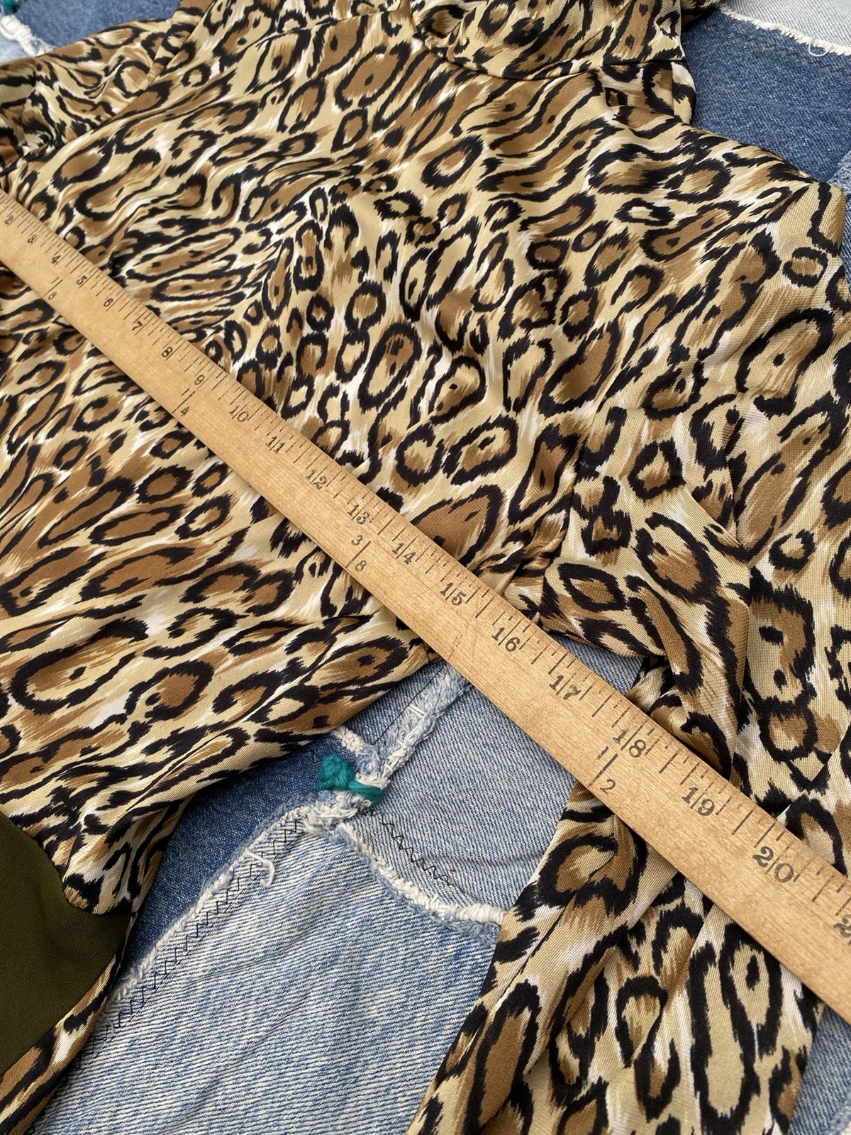 Vintage 70s Leopard Maxi Dress Mock Neck Animal Print Disco Glam Boho XS S