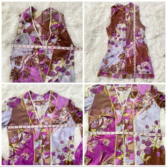 VTG 60’s Emilio Pucci Mod Psychedelic Print Brown Purple Green Floral Set S