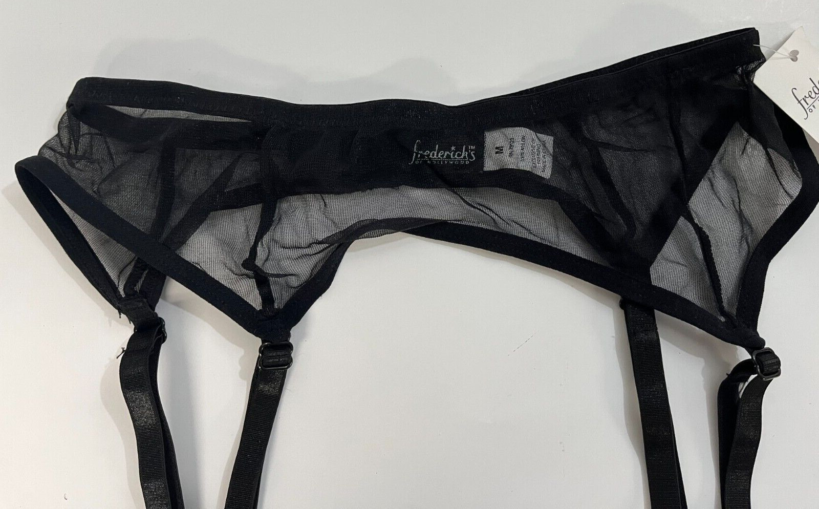 Frederick&rsquo;s of Hollywood Black solid Mesh Garter Belt Garterbelt style 4321