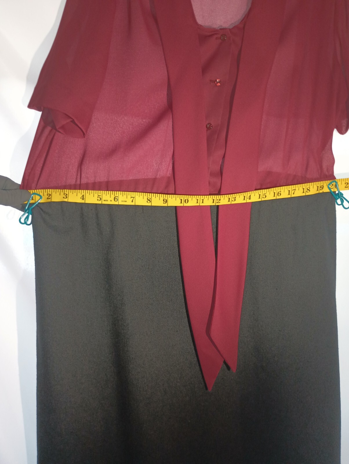 Leslie Pomer – Size Women&rsquo;s 18 – Burgundy – Black – Dress – Vintage