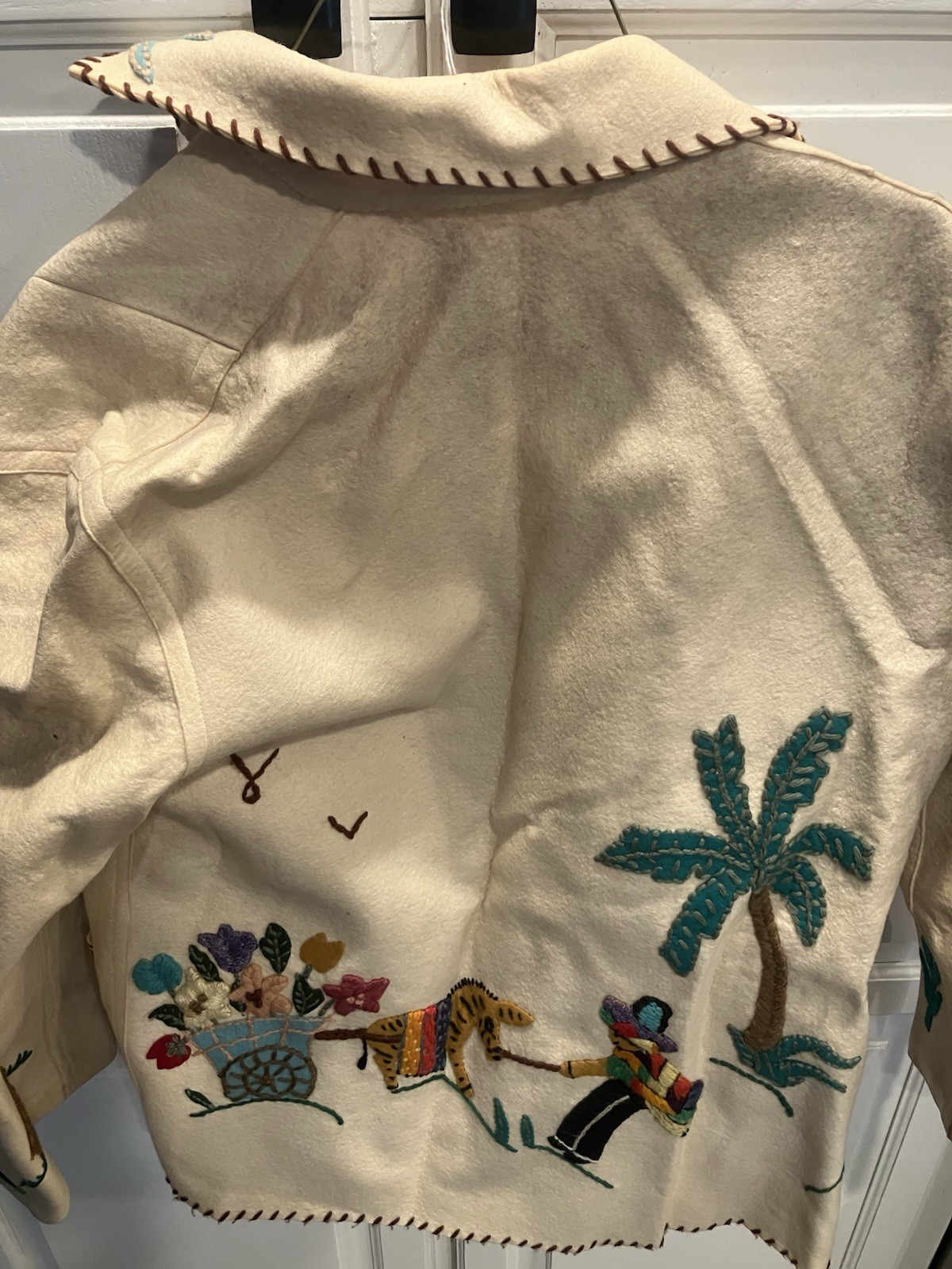 Mexican Tourist Jacket Vintage Wool with Anahuac Embroidery