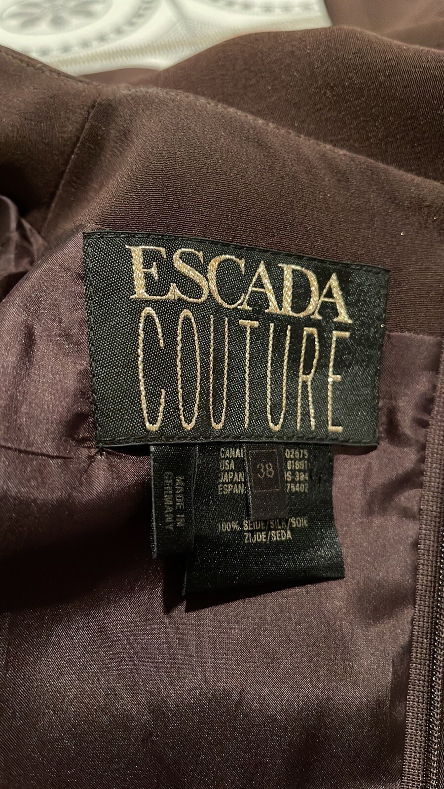 VINTAGE 1980&rsquo;S ESCADA COUTURE SILK BROWN DRESS SIZE IT 38
