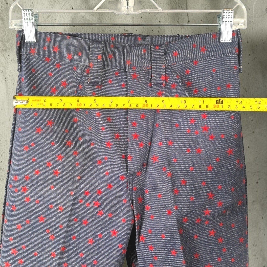 Vtg 1976 Bootleggers Star Print Flare Jeans NWT Deadstock Bicentennial 27 Womans