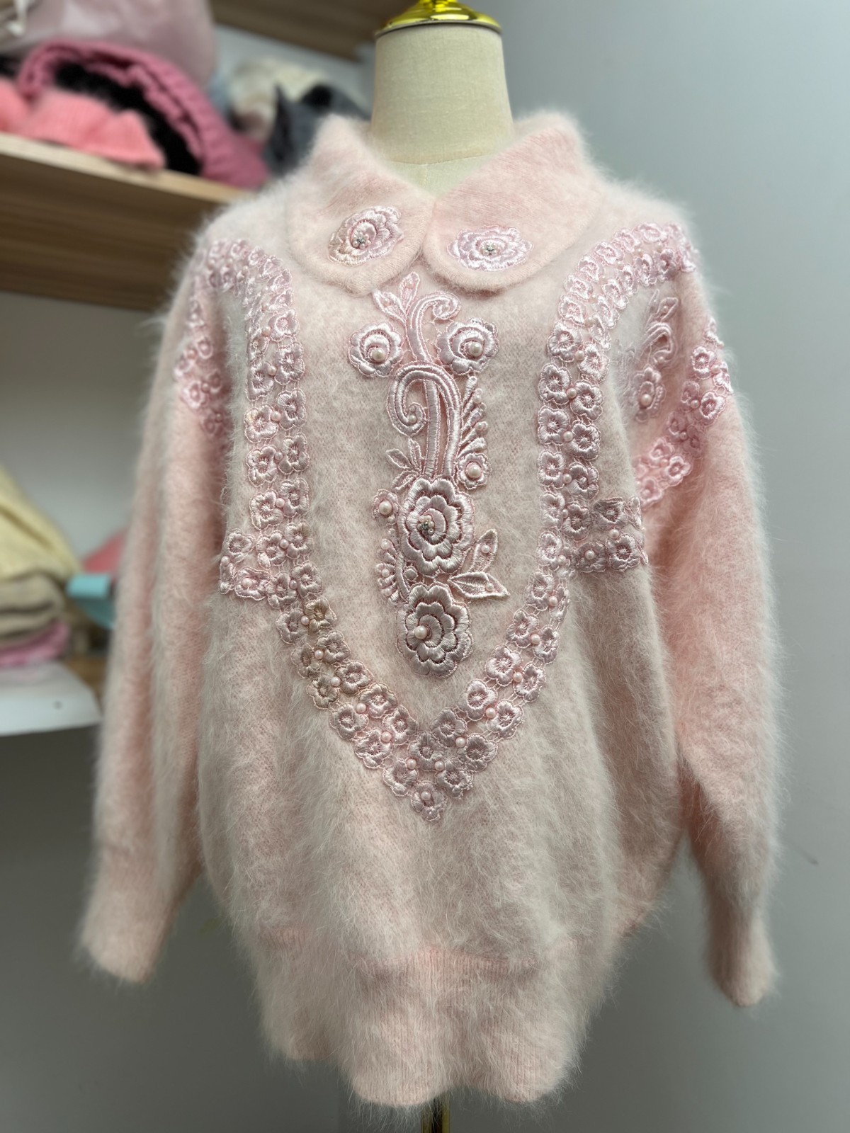 80% Angora Vintage Sweater Blended Jumper Super Soft Fluffy Fuzzy Pullover