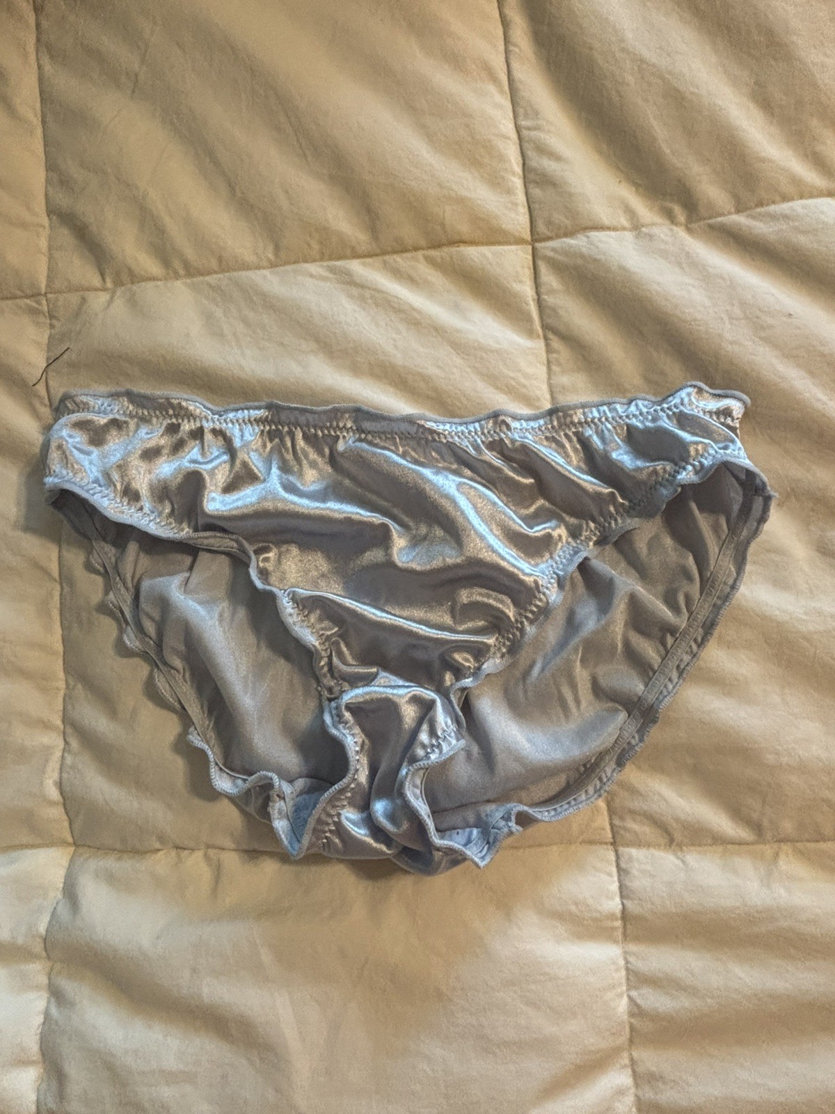 VTG Powder Blue Satin Bikini Panties Size L