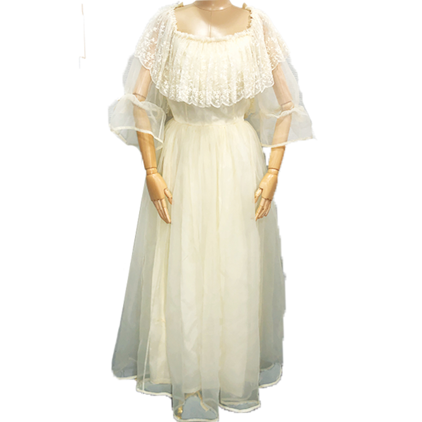 Hamilton Colonial Style Vintage Handmade Wedding Dress Organza Full Skirt Lace