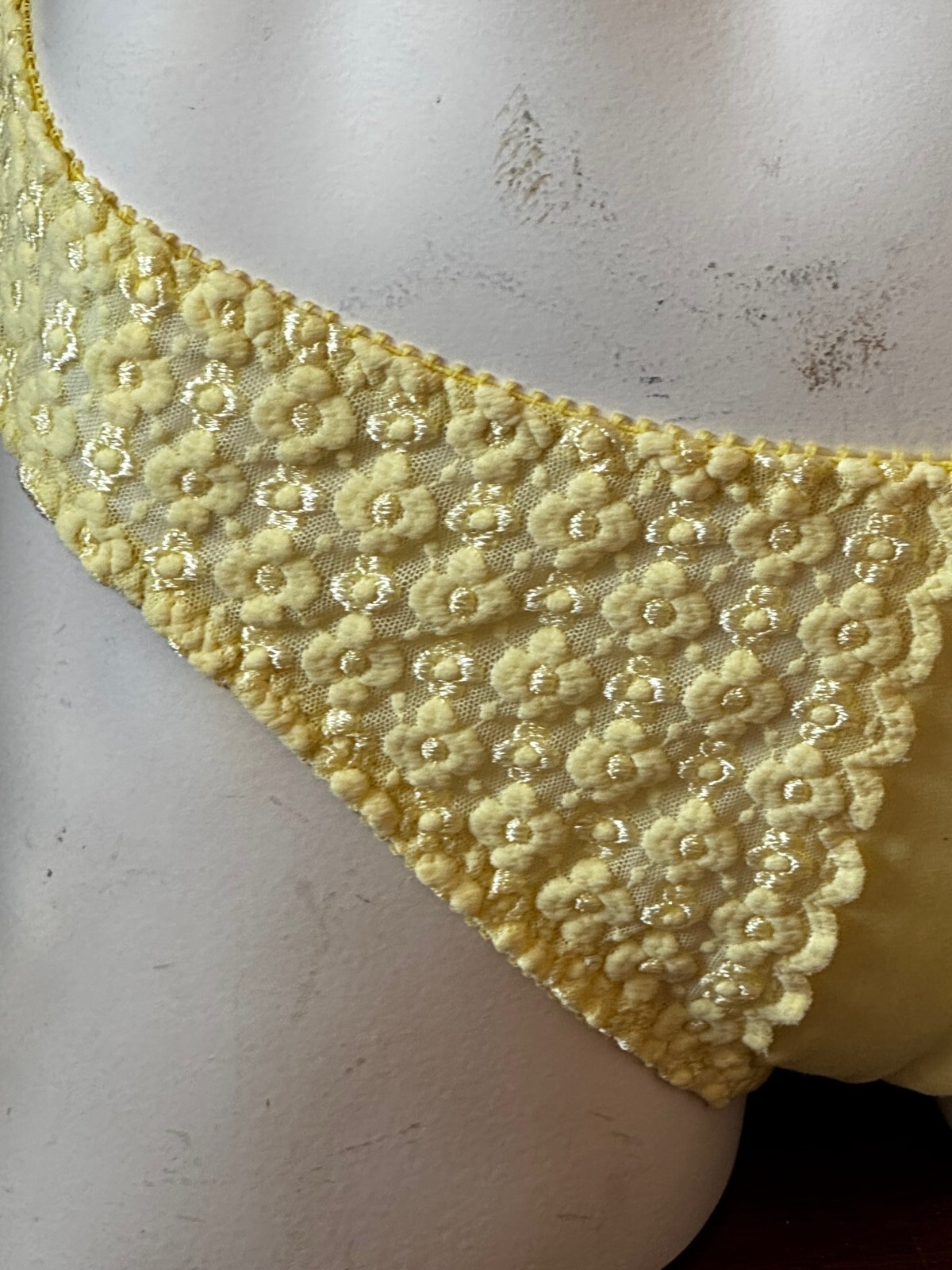 VINTAGE OLGA ~ YELLOW ~ SIMPLY PERFECT LACE HI-KINI PANTIES ~ SiZE MEDIUM