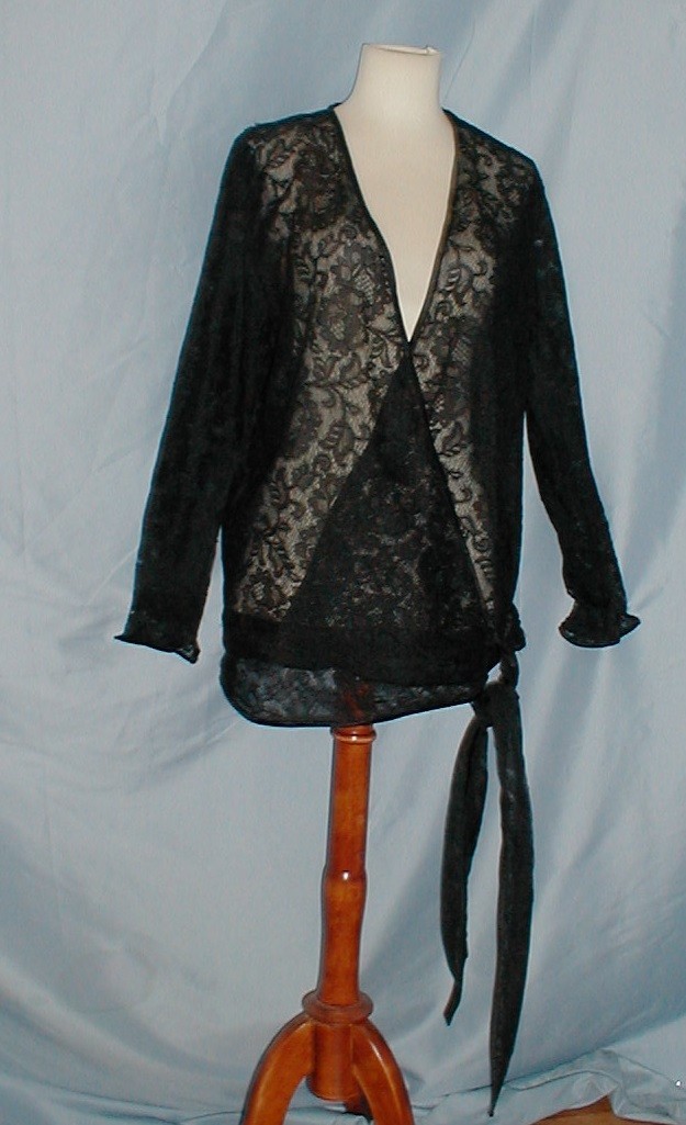 Gothic Vintage Flapper 1920 Dress Jacket Black Chantilly Lace