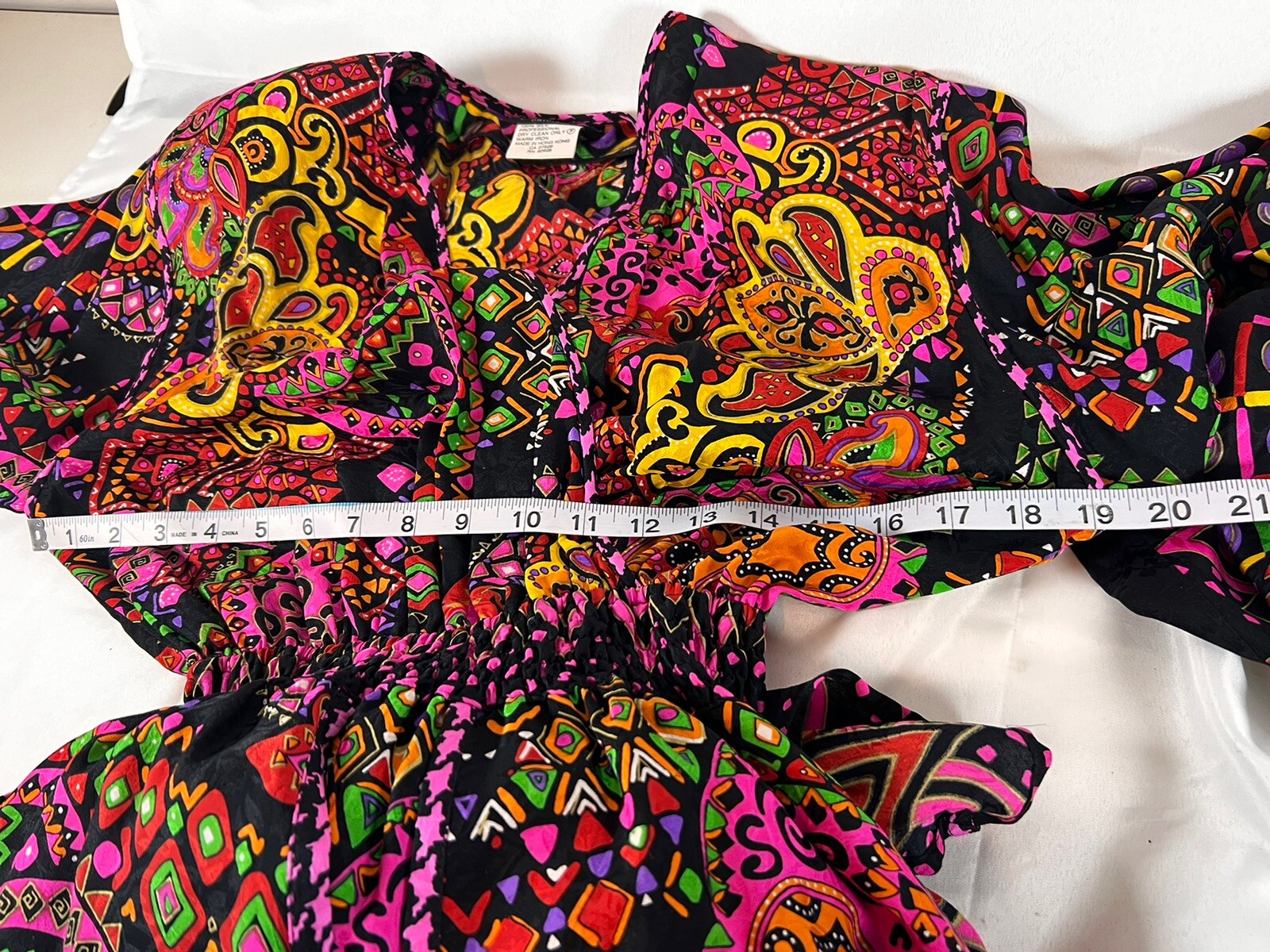 DIANE FREIS Original Vintage 1980s Multi-Color Print Midi Dress 100% Silk