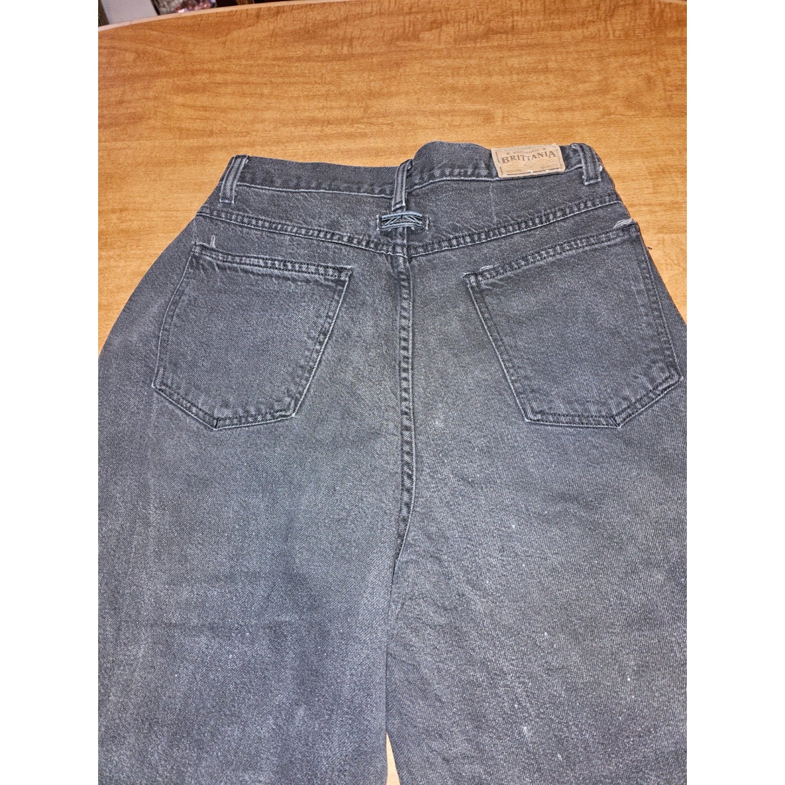 Vntg 80s Brittania Jeans High Waist Mom sz 10 28×33 10/33 Tall Black Denim WJ4