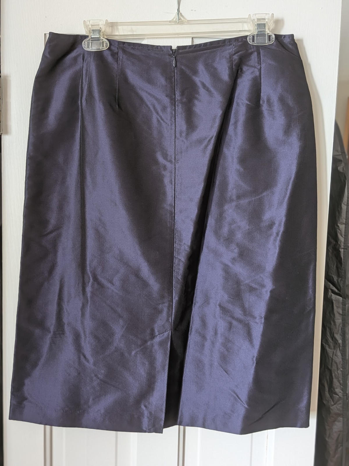 VTG Neiman Marcus Exclusive Silk Satin Skirt Suit Set 8 M Purple Ruched Tailored