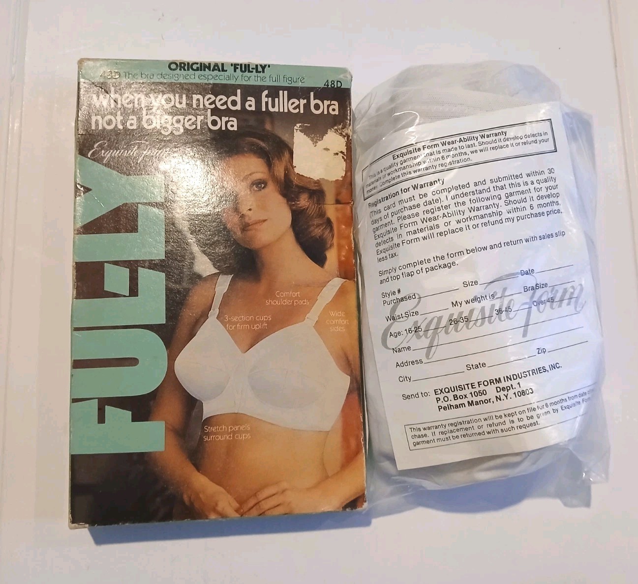 Vtg Exquisite Form Original Ful-ly Full Figure Bra Size 48D White Firm Uplift