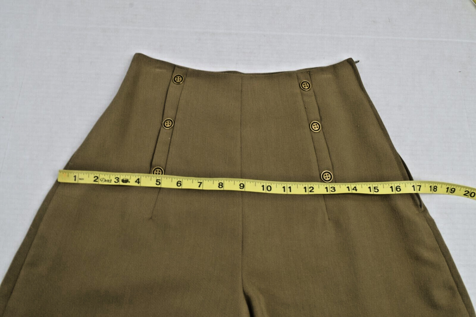 Vintage Bebe Jacket Shorts Set Size 2 80s Military Drab Bronze Buttons Made USA