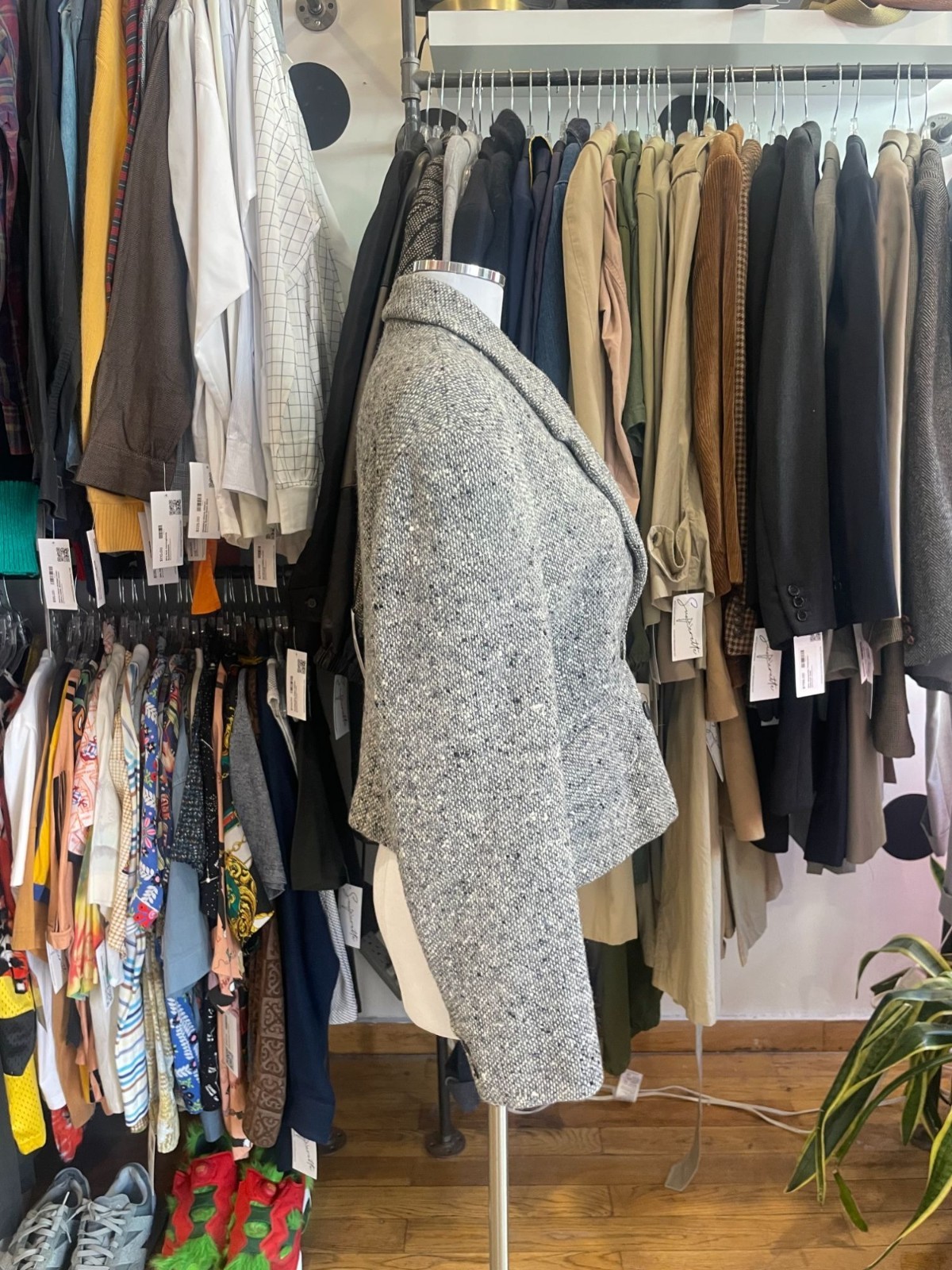 Vintage Byblos Gray and White Double Breasted Tweed Blazer