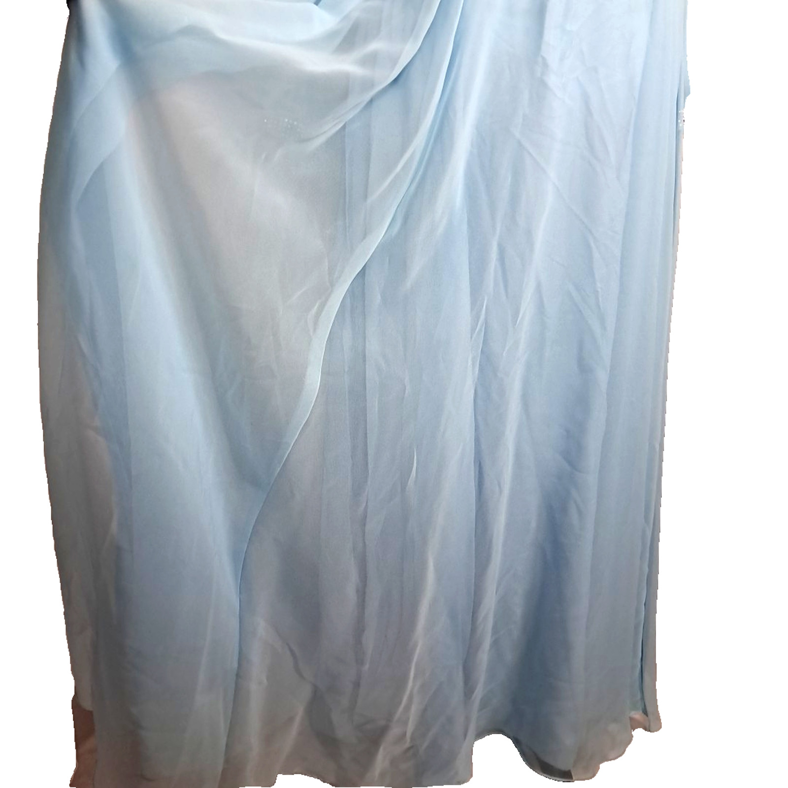 Vtg 70s Sheer Chiffon Rhinestone Maxi Dress Size 9 Blue Regency Formal Union Tag