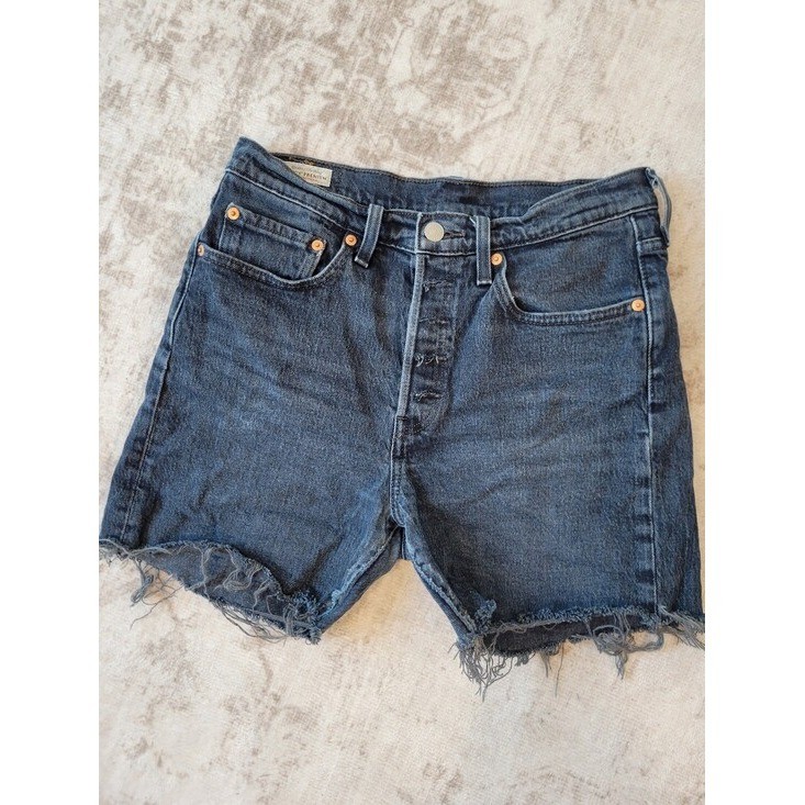Levi&rsquo;s Womens 27 Dark Wash Button Fly Cut Off Shorts Grunge Streetwear