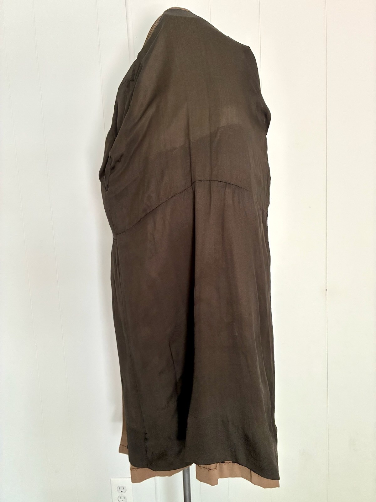 1920s Art Deco Brown Wool Gabardine Cocoon Coat Sz S-M-L