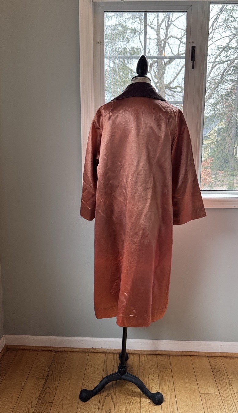 Mainstreet Vintage 50/60’s Copper Satin Weather Proof Trench Coat Velvet Collar