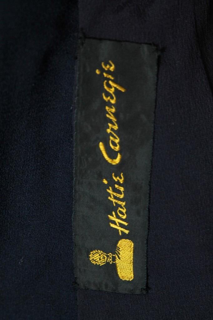 RARE Vtg 40s HATTIE CARNEGIE Navy 2pc Suit Blazer Jacket Pencil Skirt w/ Lace S