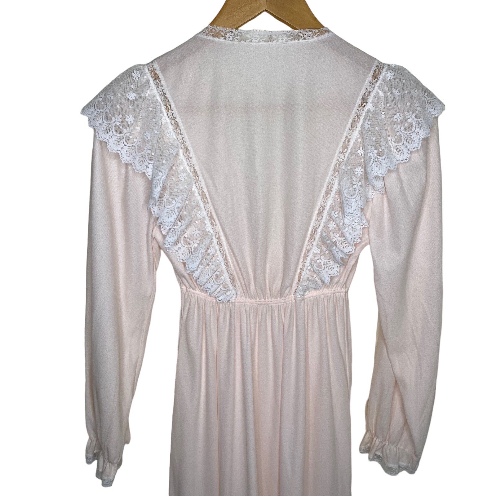 VTG 70&rsquo;S VAL MODE WHITE PINK LACE NYLON BLEND NIGHTGOWN SZ S