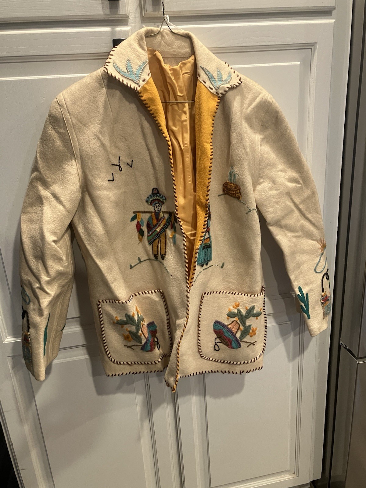 Mexican Tourist Jacket Vintage Wool with Anahuac Embroidery