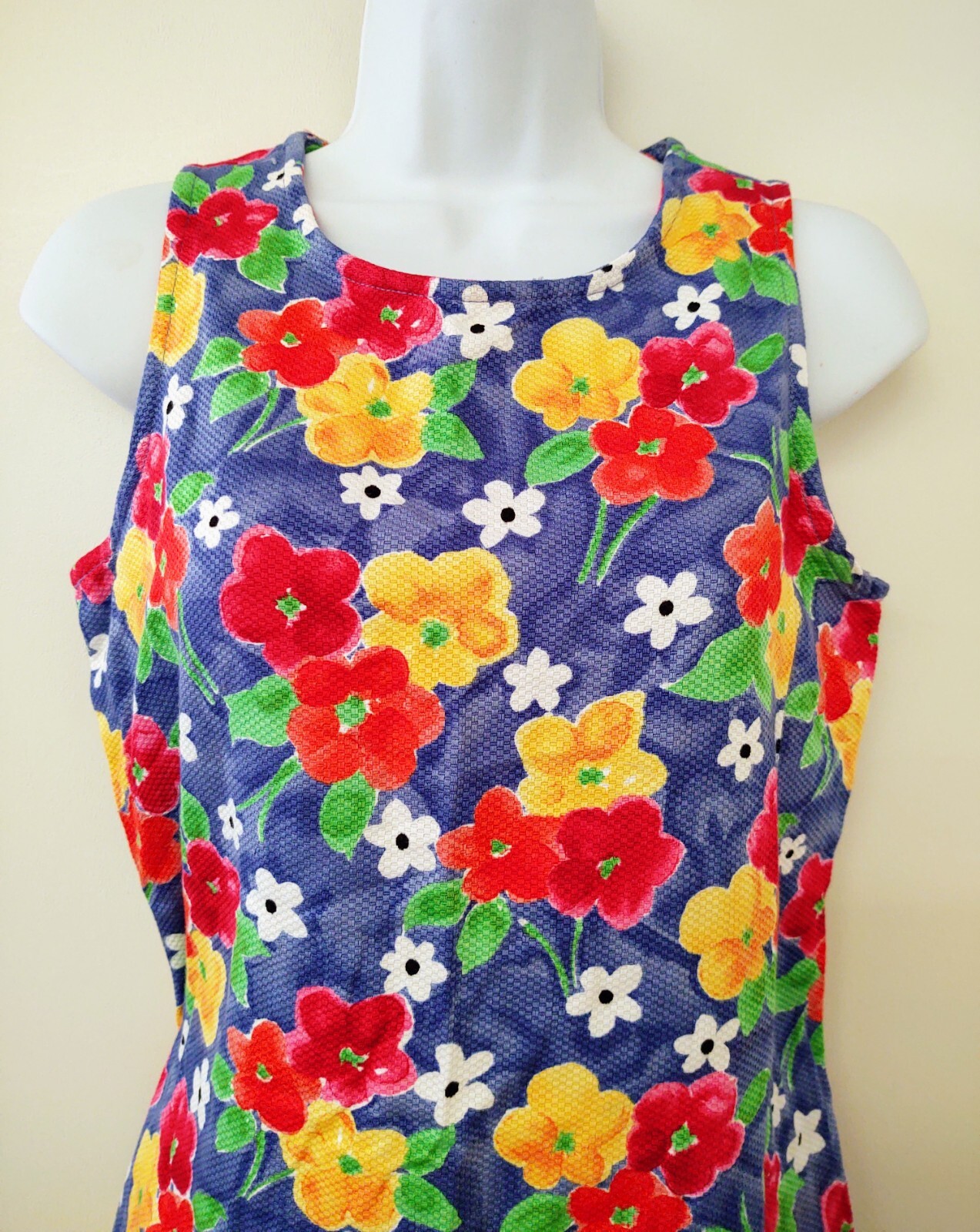 California Concepts Vintage 1990s Technicolor Flower Sleeveless Mini Dress Sz 11