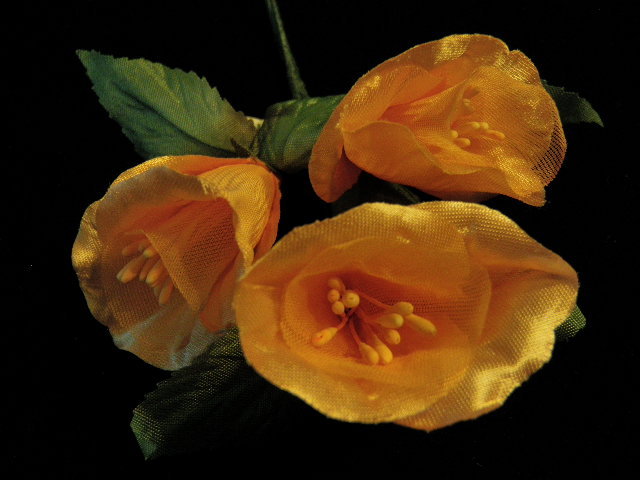 Vtg Millinery Flower BellShaped 1 3/4&Prime; Lot of 3 Melon Orange for Wedding Y46