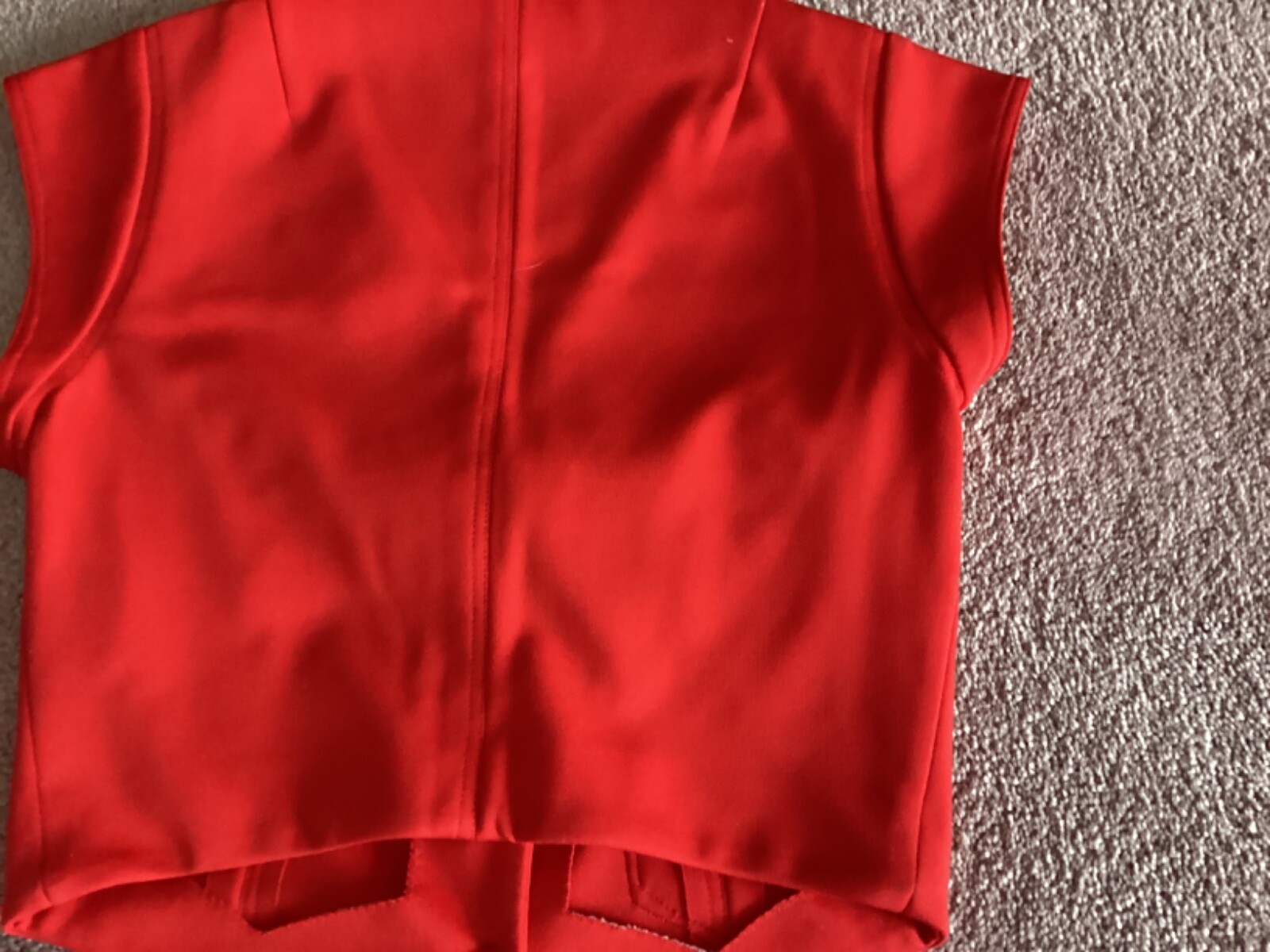 Vtg 70s Double Knit Polyester Vest & Skirt Set Red Handmade