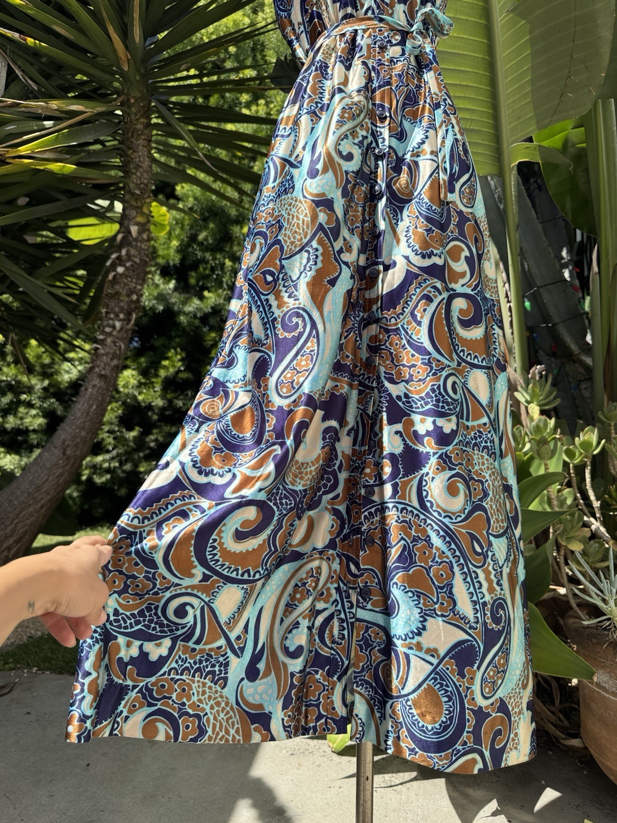 vintage 60s 70s psychedelic Long Maxi dress Palm Springs Dress M Large