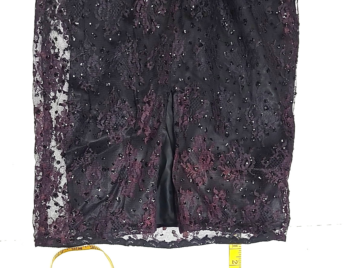 Gunne Sax dress Goth Princess Black Lace Sequins Tattoo Show Off Open Back Sz 9