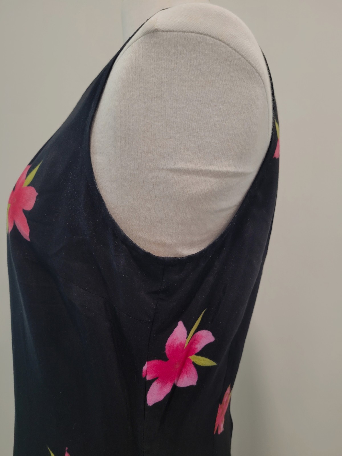 Vintage Maxi Column Dress Black Multicolor Floral Summer Early 1970s L