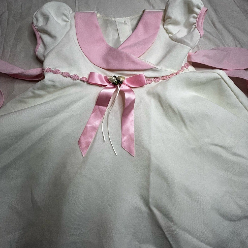 Vintage Baby Club Girls 4T White Pink Special Occasion Dress Made in USA 670