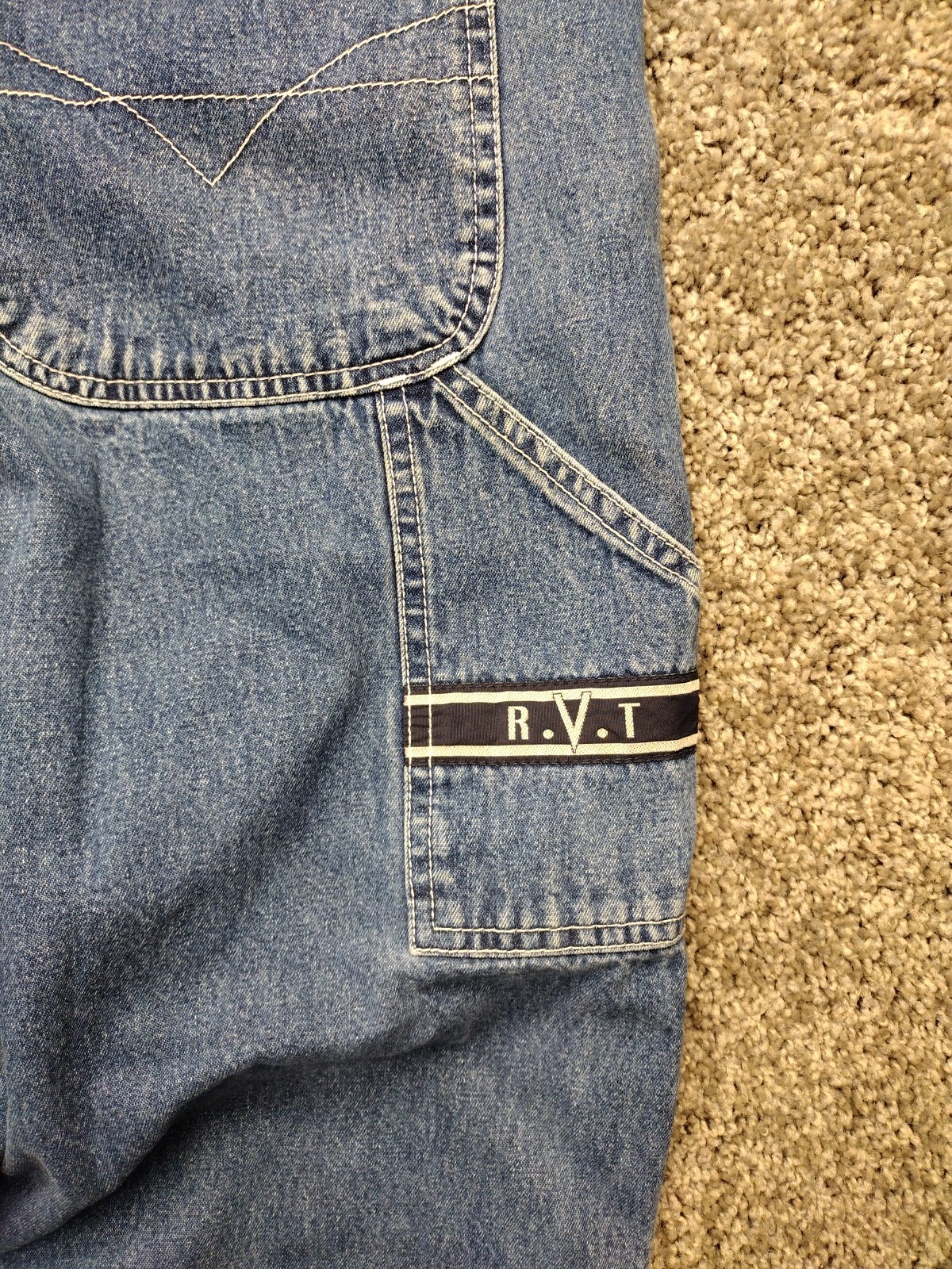 VTG RVT Denim Straight Leg Light Wash Jean Carpenter Bib Overalls Women&rsquo;s M Y2K