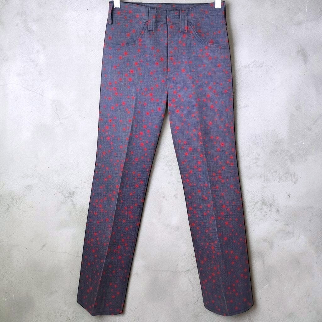 Vtg 1976 Bootleggers Star Print Flare Jeans NWT Deadstock Bicentennial 27 Womans