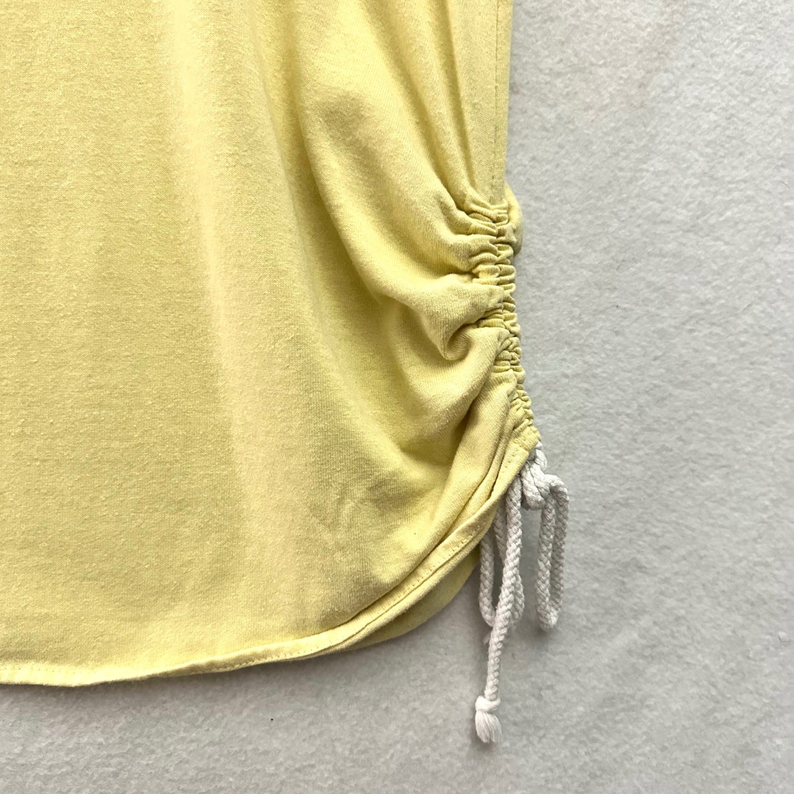 Juice Vintage Yellow Side Cinch Drawstring T-Shirt Tunic Medium Made in USA