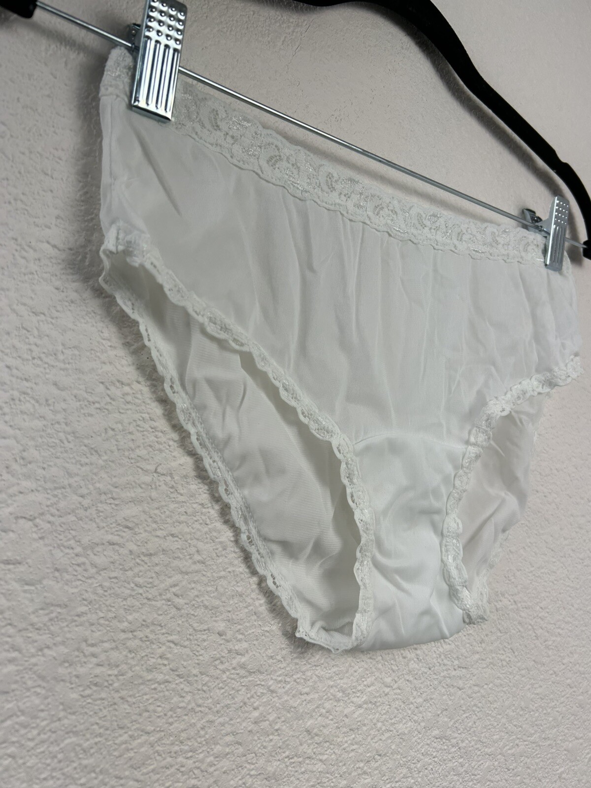Vintage Dixie Belle 100% Nylon Lace Trim Bikini Panty Panties Briefs White Sz 5